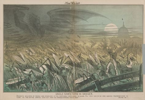 Chinese drawn as locusts invading a farm