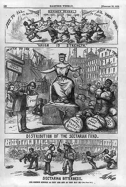 Distribution of Sectarian Funds, 26 February, 1869. Harper's Weekly.  Source: HistSociety.blogspot.com