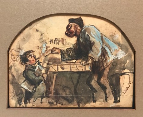 Thomas Nast buys cigar from Chinese Merchant